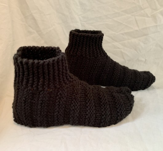 Hand knit black bootie slippers