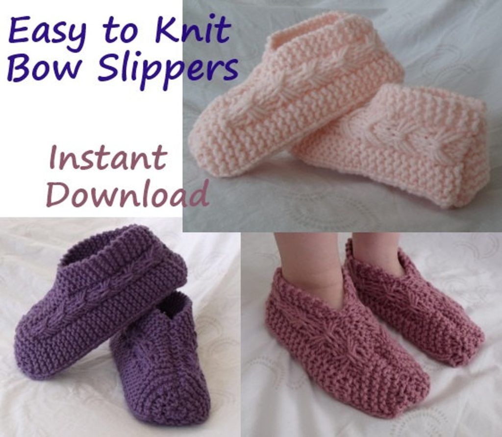 Easy to Knit Bow Slippers – Knitting Pattern - KweenBee.com