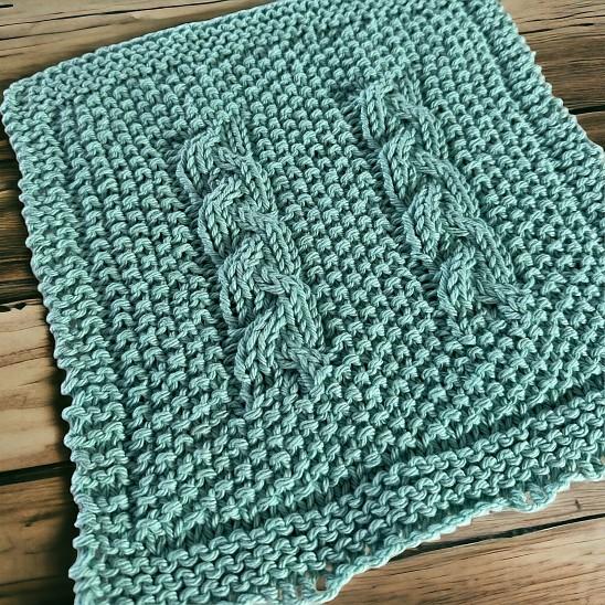 Cable scarf into a dishcloth