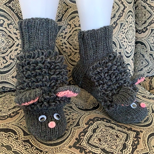 hand knit sheep slippers