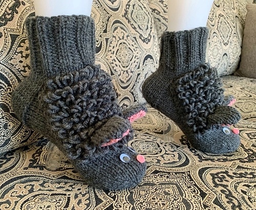 hand knit sheep slippers