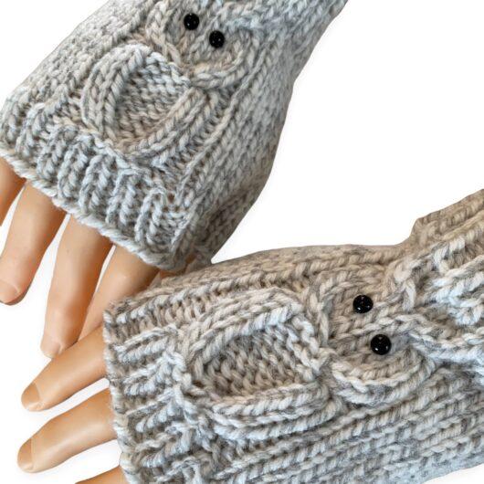 Hand knit owl gloves