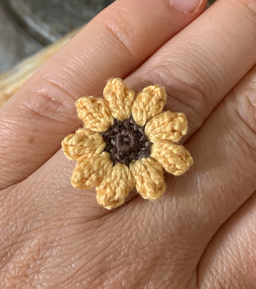 Amazon.com: Red Yellow Blue Large Crochet Flower Statement Ring : Handmade  Products
