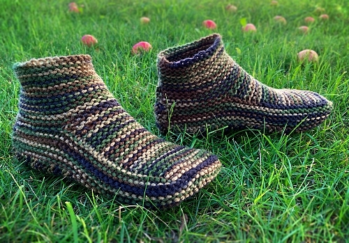 Hand Knit Camo Slippers