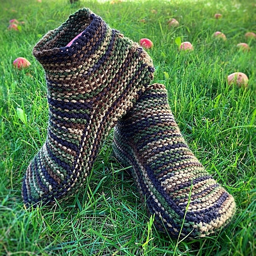 Hand Knit Camo Slippers