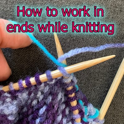 How to work in ends while knitting