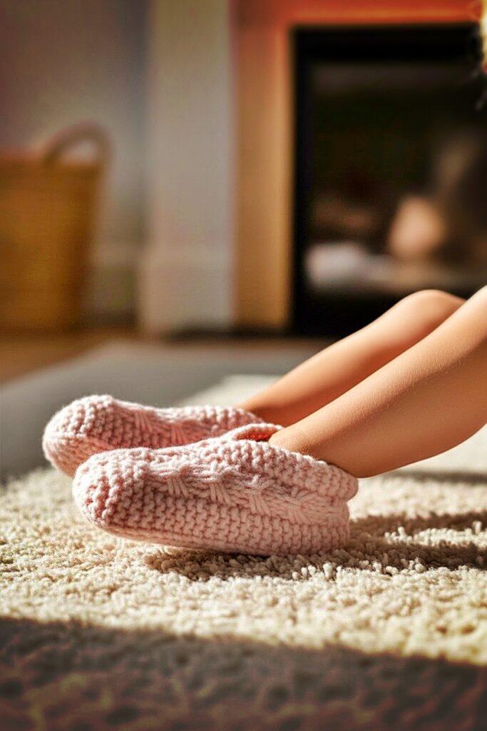 Knitted bow slippers for women free pattern