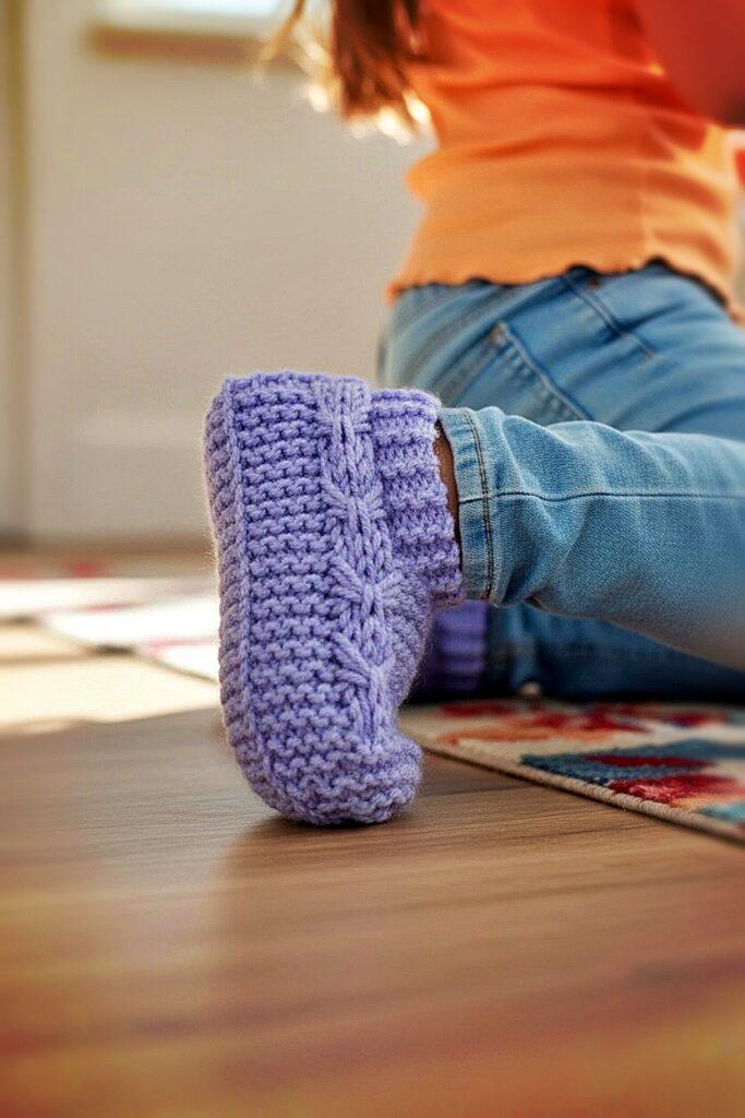Hand knit slippers with bows free knitting pattern