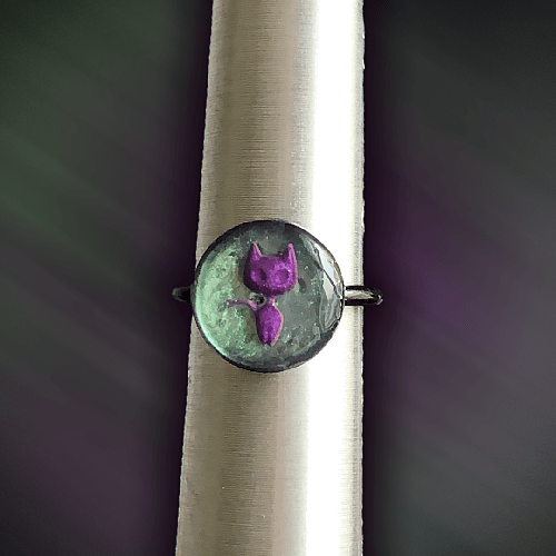 purple cat ring mother of pearl