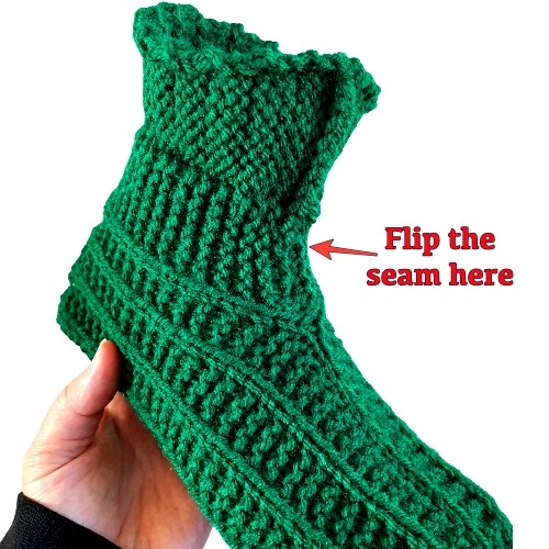 Learn how to knit slippers with a longer cuff with this free knitting pattern