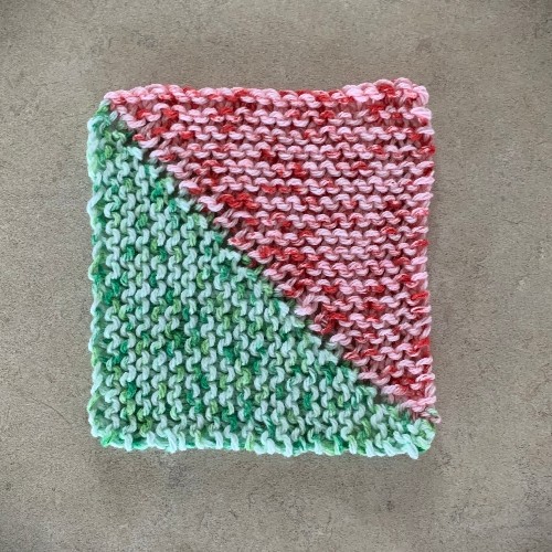 Two colour knitted square