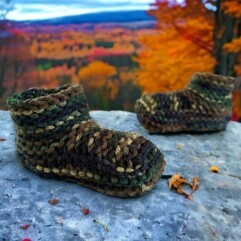 Knitted Moccasin Bootie Slippers for Children - Knit on Straight Needles