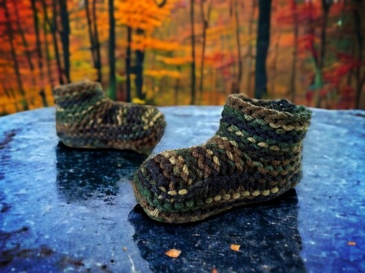 Knitted Moccasin Bootie Slippers for Children - Knit on Straight Needles