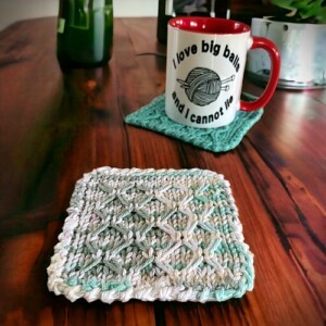 Knit Diamonds Dishcloth and Coasters - FREE Knitting Pattern