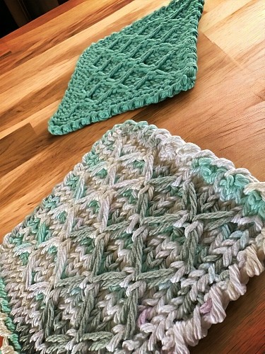 Knit Diamonds Dishcloth and Coasters - FREE Knitting Pattern