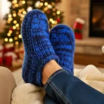 Double thick slippers knit flat on straight needles - free knitting pattern