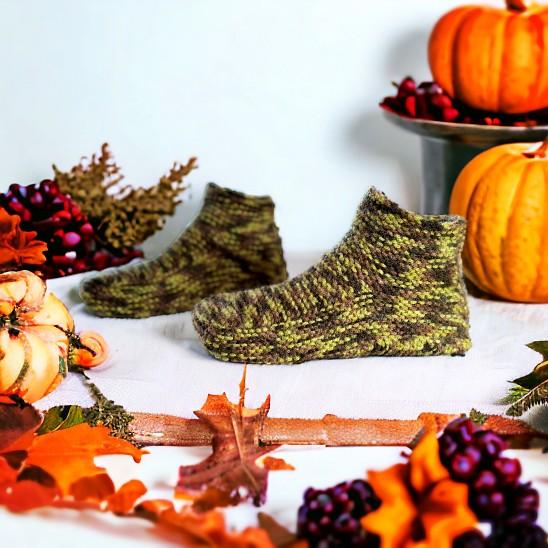 Hand knit slippers for men and women - camouflage