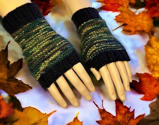 Knit fingerless gloves - knit flat on straight needles
