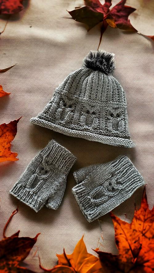 Owl hat knit pattern - free knitting pattern
