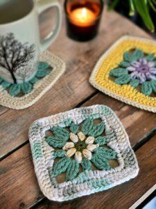 Crochet Flower Coasters - Easy Granny Square Pattern