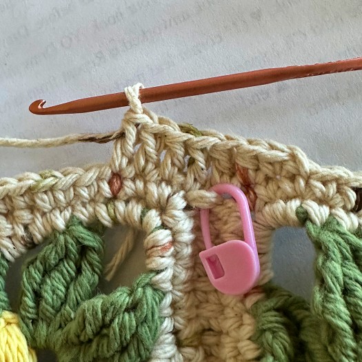 Crochet top of hat