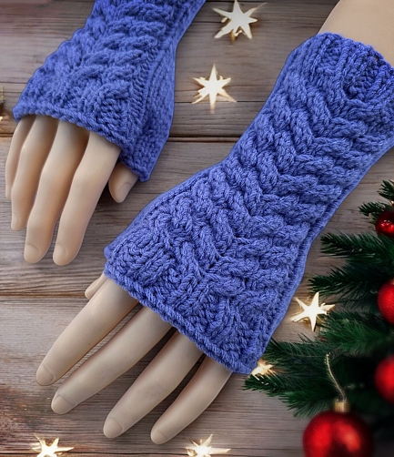 Easy to knit cable fingerless gloves