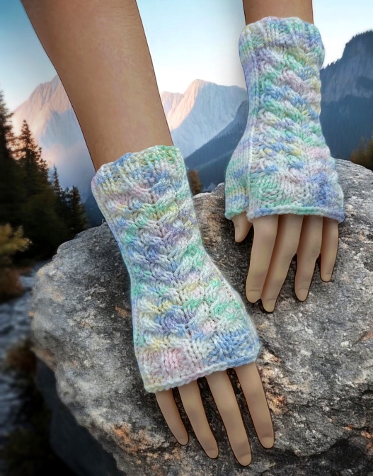 Easy to knit cable fingerless gloves