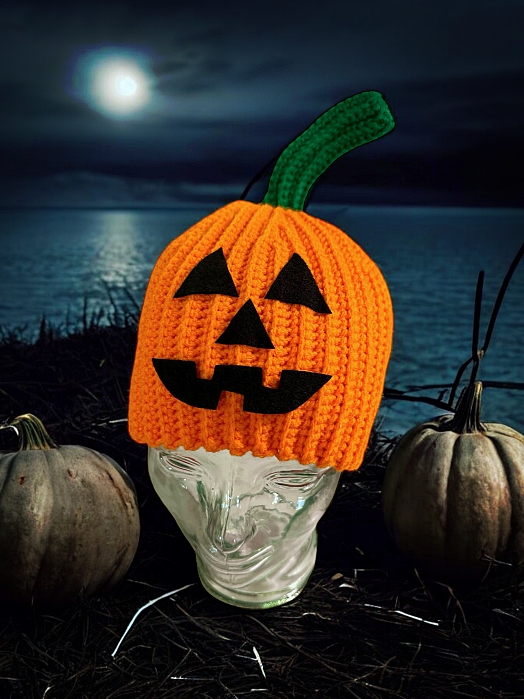 Crochet Halloween Pumpkin Beanie Pattern