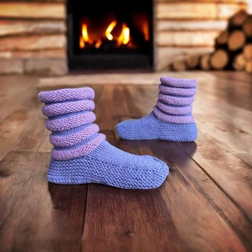 Flat Knit Slippers with a Puffy Cuff knitting pattern