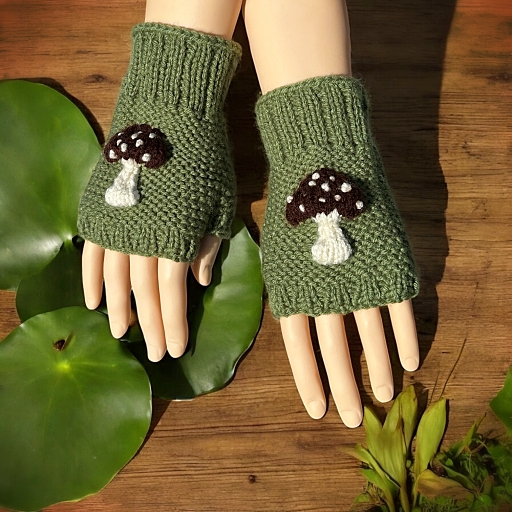 Mushroom fingerless glove knitting pattern sample