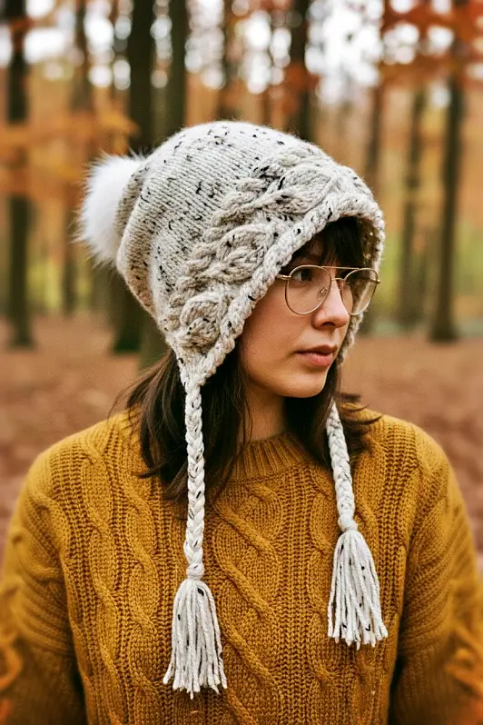 Cozy handmade slouch hat styled on a model