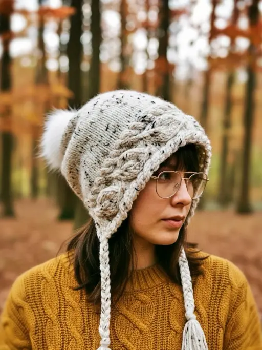 knit flat leaf slouchy hat 