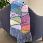 Diagonal Mosaic scarf scrap yarn free knitting pattern