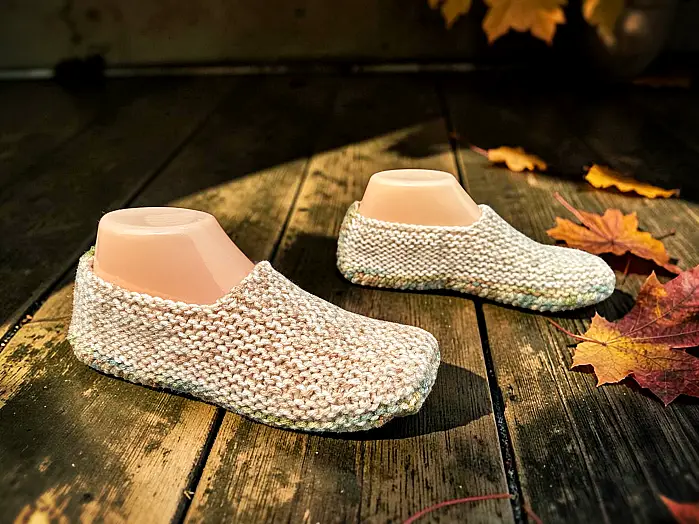 Cozy adult bedroom slippers hand knitted with worsted weight yarn