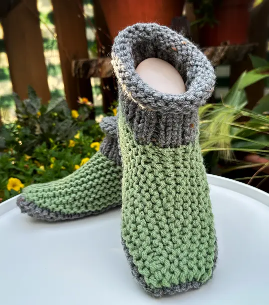 Warm chunky knit slippers with cozy cuff